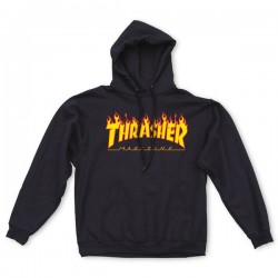 THRASHER HOODY SWEAT FLAME BLACK