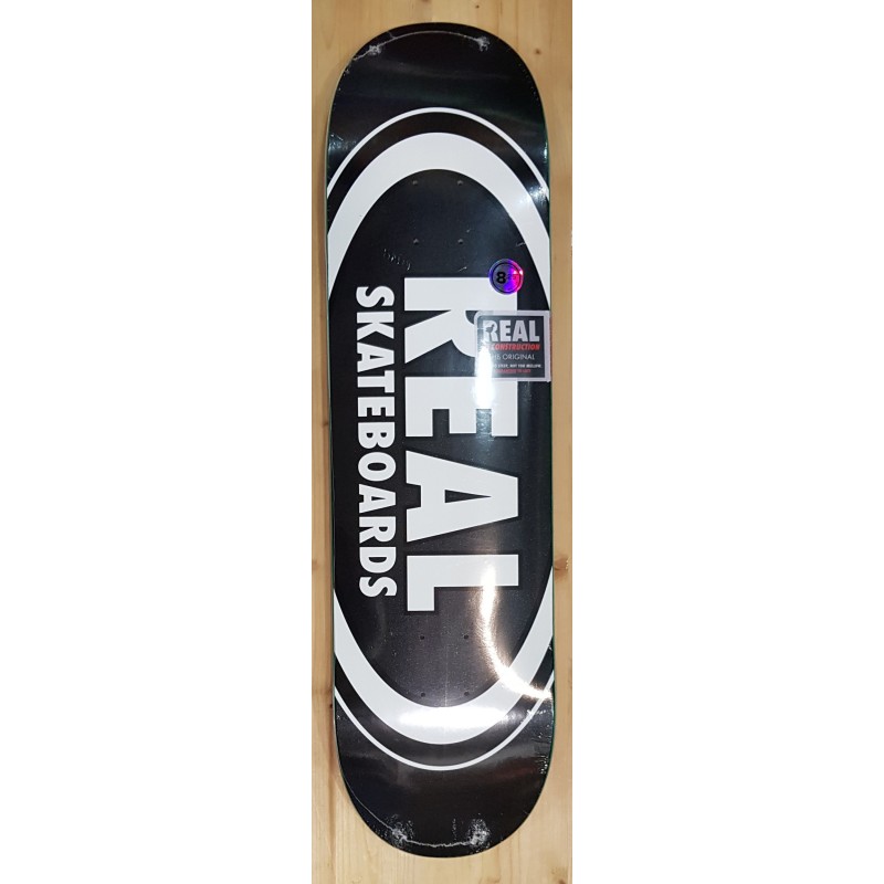 REAL DECK 8.25" TEAM CLASSIC OVAL BLACK SKATEBOARD